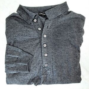 J. Peterman Company Charcoal Silk Cashmere Blend Quarter Button Down